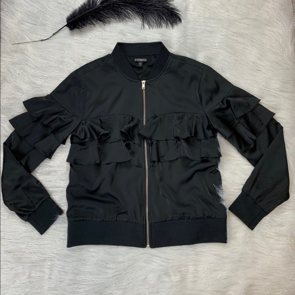 Express Black Ruffles Jacket - Picture 3 of 4